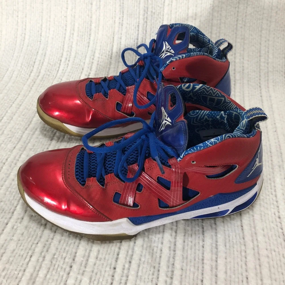 Jordan Melo M9 Mens Red Blue Metallic Basketball Shoes 551879-601